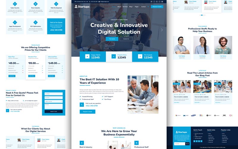Mockup de site para startup